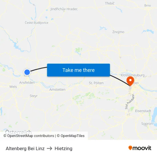 Altenberg Bei Linz to Hietzing map