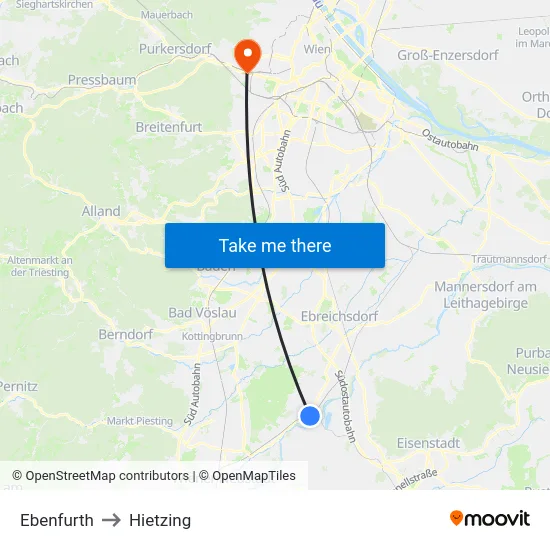Ebenfurth to Hietzing map