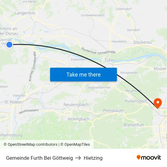 Gemeinde Furth Bei Göttweig to Hietzing map