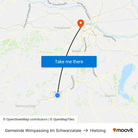 Gemeinde Wimpassing Im Schwarzatale to Hietzing map