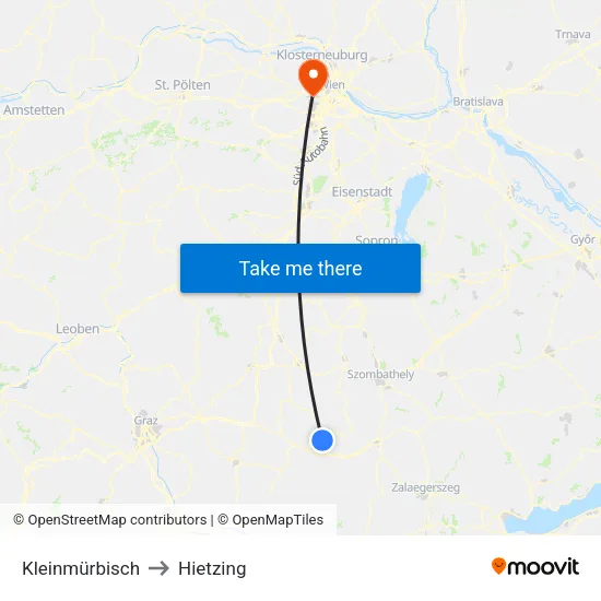 Kleinmürbisch to Hietzing map