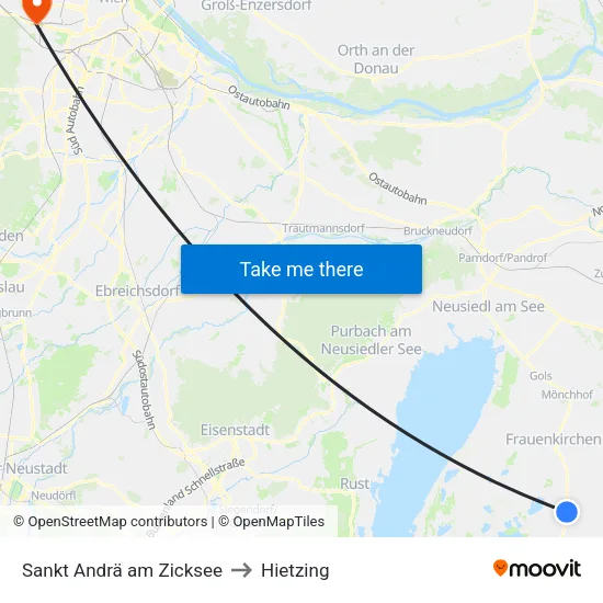 Sankt Andrä am Zicksee to Hietzing map