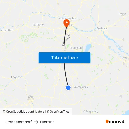 Großpetersdorf to Hietzing map