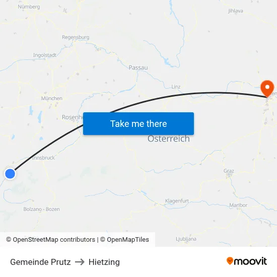 Gemeinde Prutz to Hietzing map
