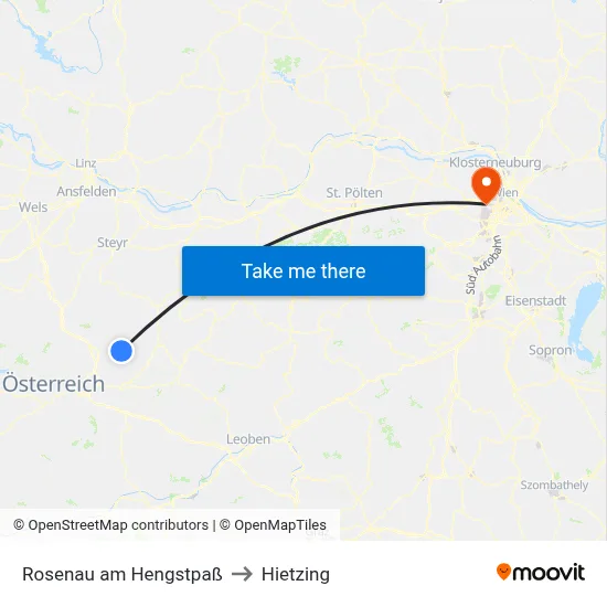Rosenau am Hengstpaß to Hietzing map