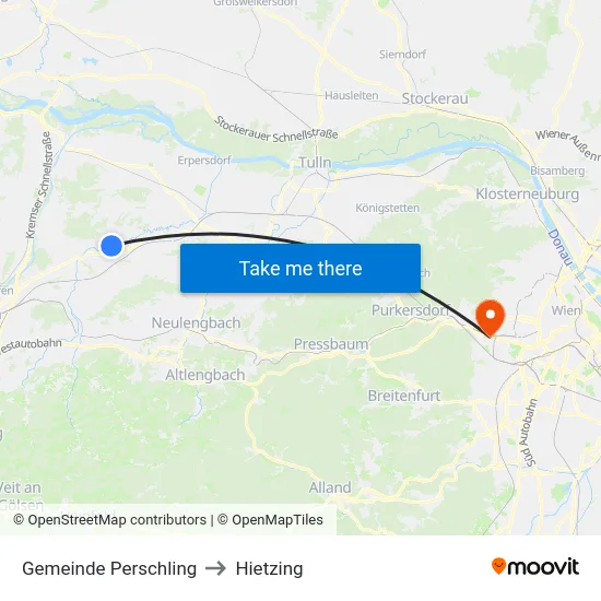 Gemeinde Perschling to Hietzing map