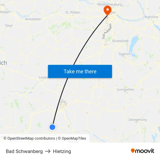 Bad Schwanberg to Hietzing map