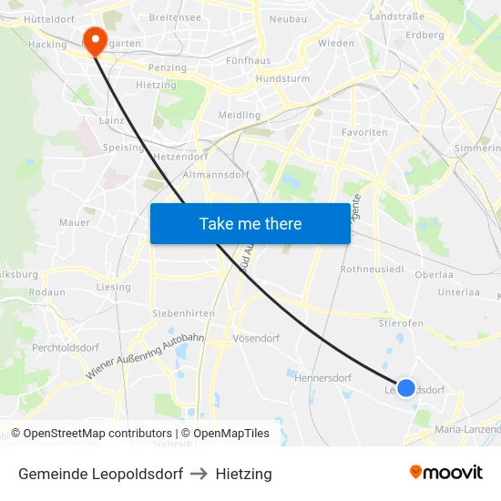 Gemeinde Leopoldsdorf to Hietzing map