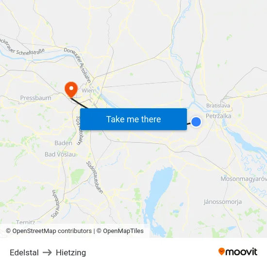 Edelstal to Hietzing map