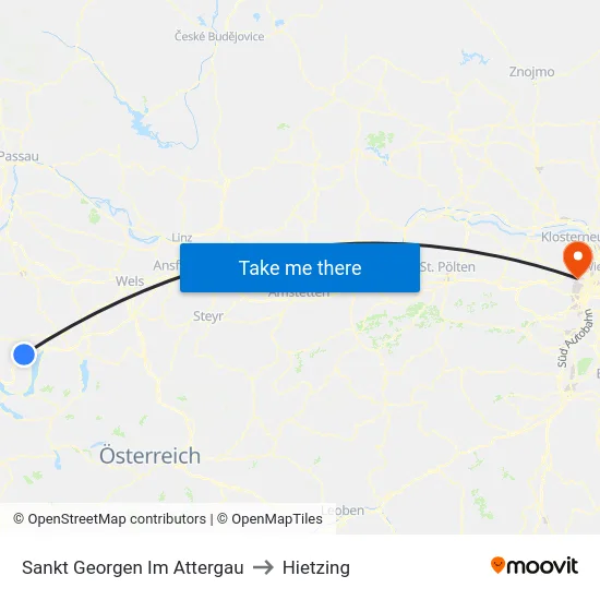 Sankt Georgen Im Attergau to Hietzing map