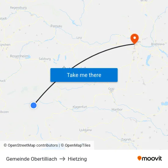 Gemeinde Obertilliach to Hietzing map