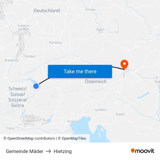 Gemeinde Mäder to Hietzing map
