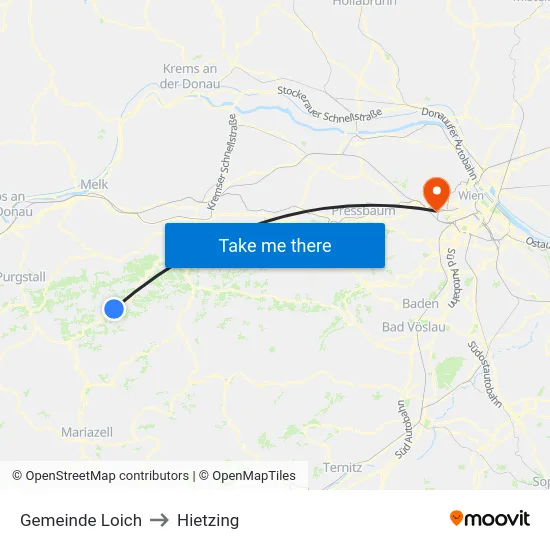 Gemeinde Loich to Hietzing map