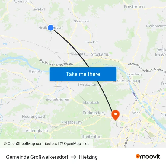 Gemeinde Großweikersdorf to Hietzing map