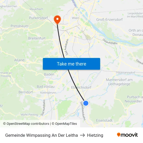 Gemeinde Wimpassing An Der Leitha to Hietzing map