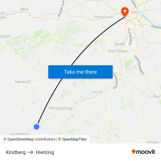 Kindberg to Hietzing map