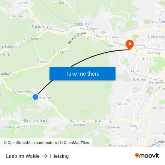 Laab Im Walde to Hietzing map
