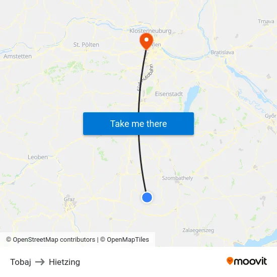 Tobaj to Hietzing map