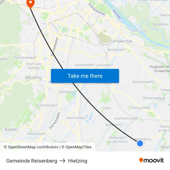 Gemeinde Reisenberg to Hietzing map