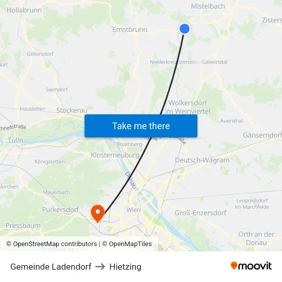 Gemeinde Ladendorf to Hietzing map