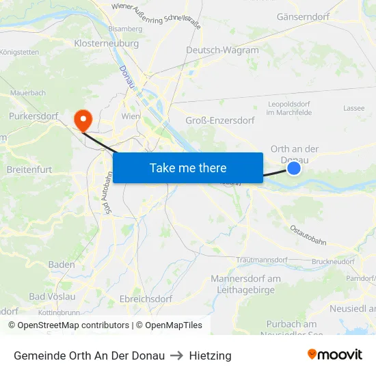 Gemeinde Orth An Der Donau to Hietzing map