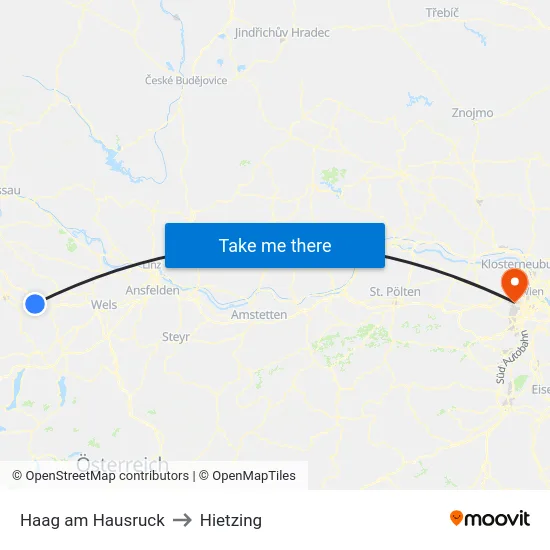 Haag am Hausruck to Hietzing map