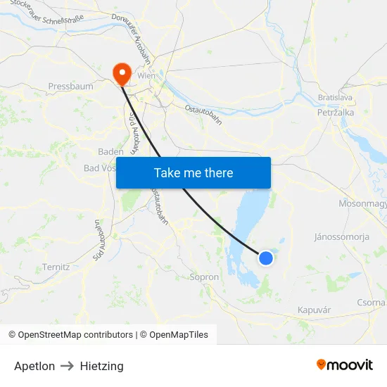 Apetlon to Hietzing map