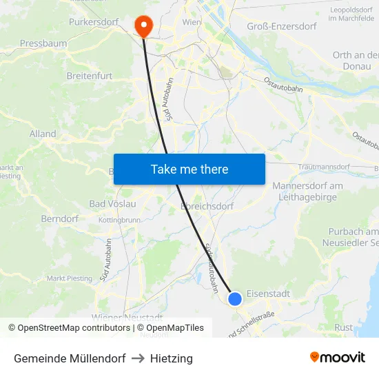 Gemeinde Müllendorf to Hietzing map