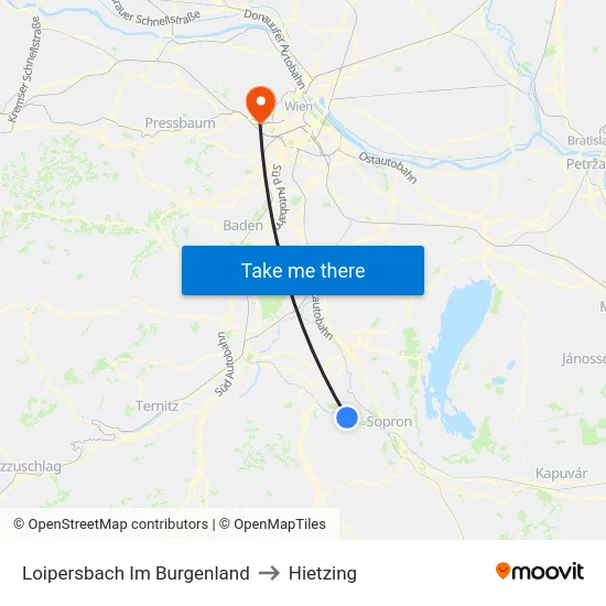 Loipersbach Im Burgenland to Hietzing map