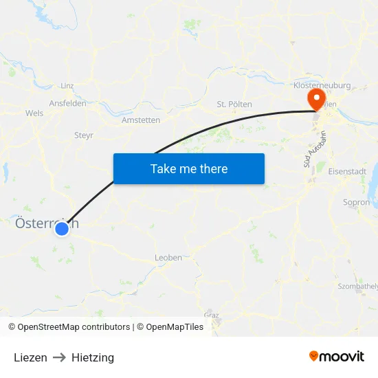 Liezen to Hietzing map