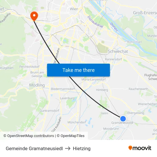 Gemeinde Gramatneusiedl to Hietzing map