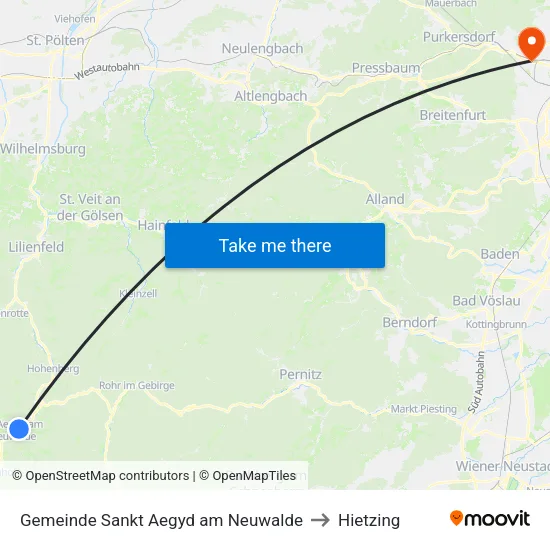 Gemeinde Sankt Aegyd am Neuwalde to Hietzing map