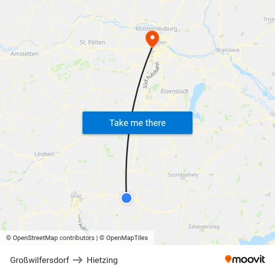Großwilfersdorf to Hietzing map