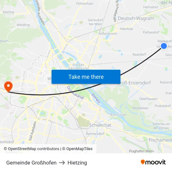 Gemeinde Großhofen to Hietzing map