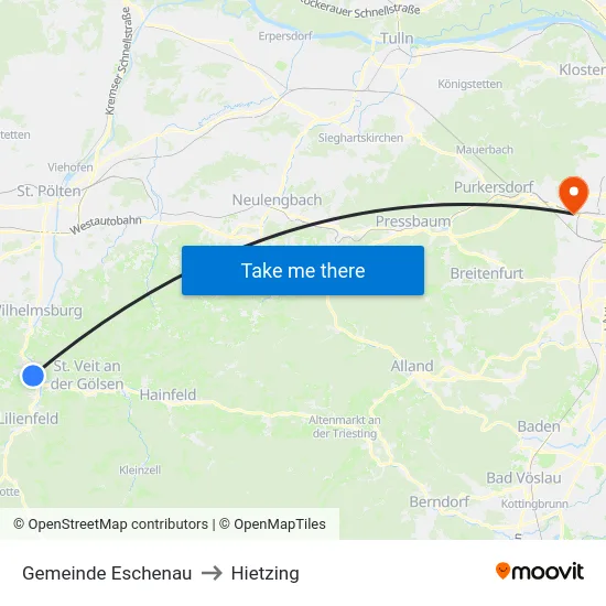 Gemeinde Eschenau to Hietzing map