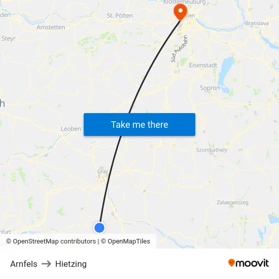 Arnfels to Hietzing map