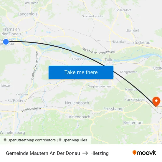 Gemeinde Mautern An Der Donau to Hietzing map