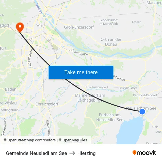 Gemeinde Neusiedl am See to Hietzing map