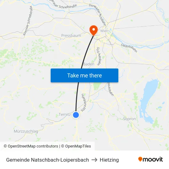 Gemeinde Natschbach-Loipersbach to Hietzing map