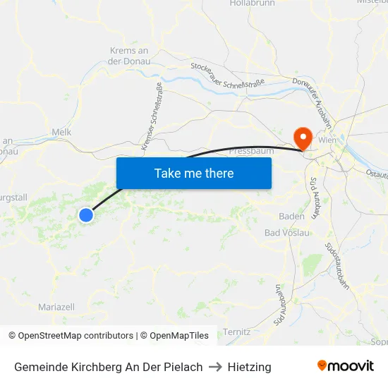 Gemeinde Kirchberg An Der Pielach to Hietzing map