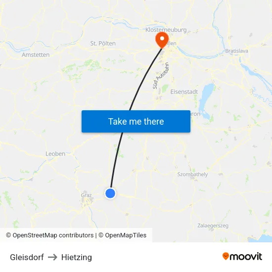 Gleisdorf to Hietzing map