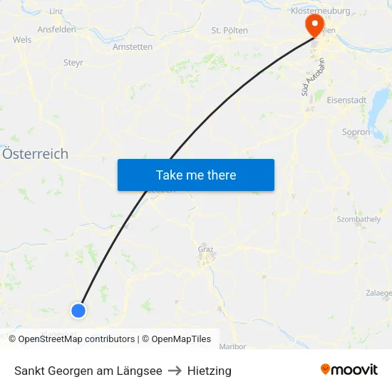 Sankt Georgen am Längsee to Hietzing map