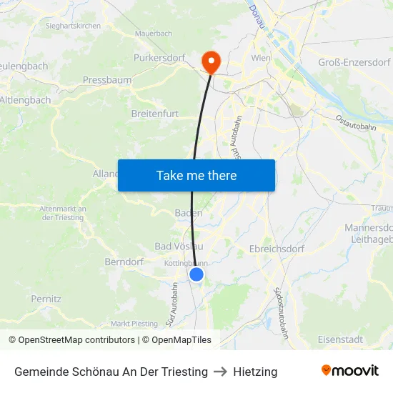 Gemeinde Schönau An Der Triesting to Hietzing map
