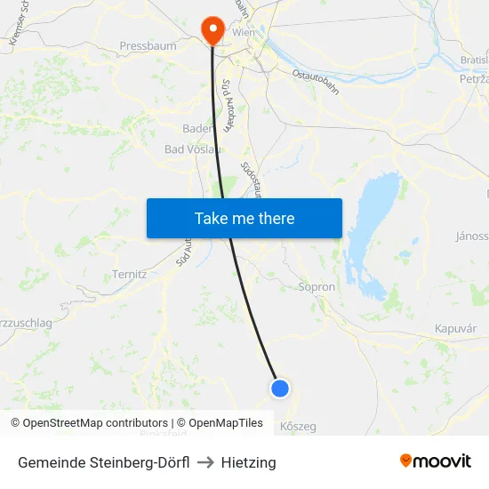 Gemeinde Steinberg-Dörfl to Hietzing map