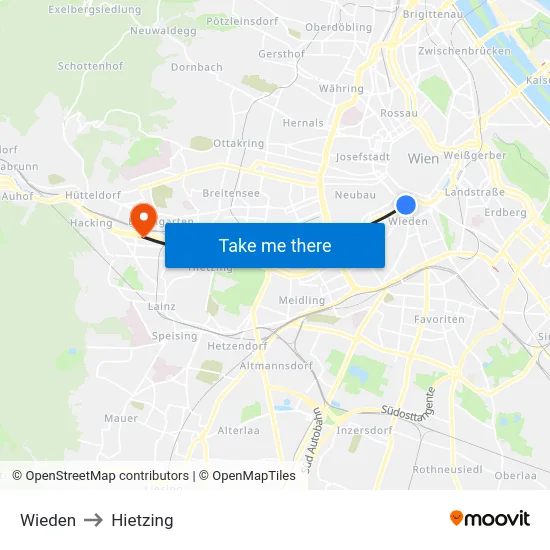 Wieden to Hietzing map