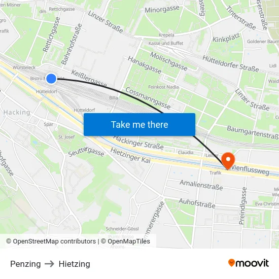Penzing to Hietzing map