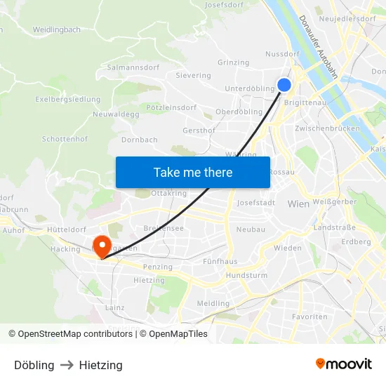 Döbling to Hietzing map