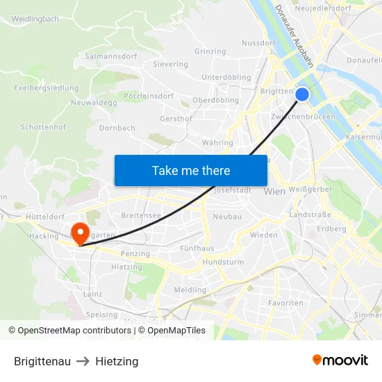 Brigittenau to Hietzing map