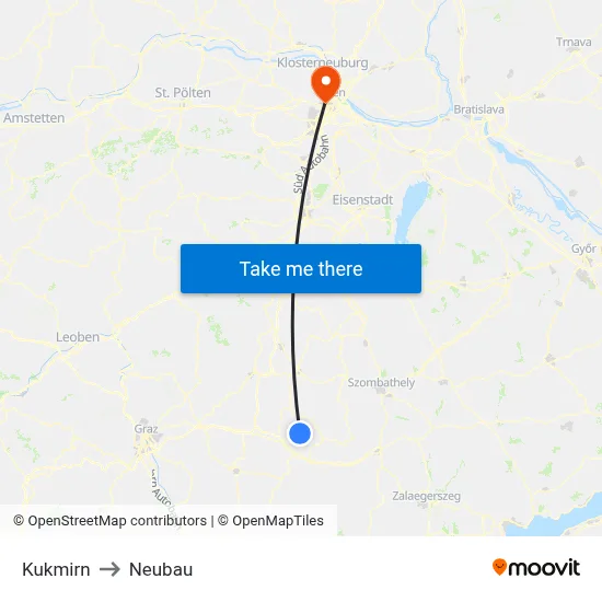 Kukmirn to Neubau map