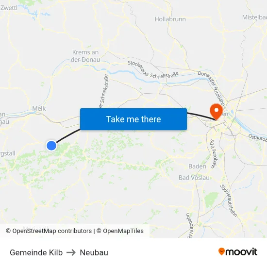 Gemeinde Kilb to Neubau map